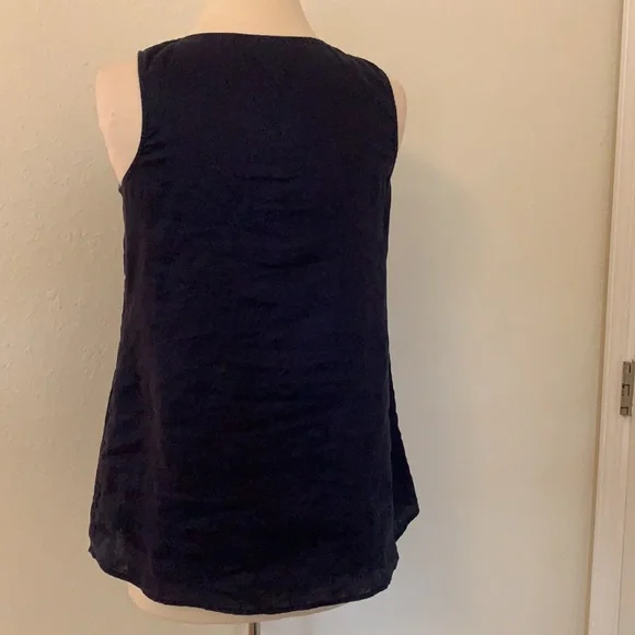 J Jill navy blue 100% linen sleeveless tank top size small S - Picture 5 of 12